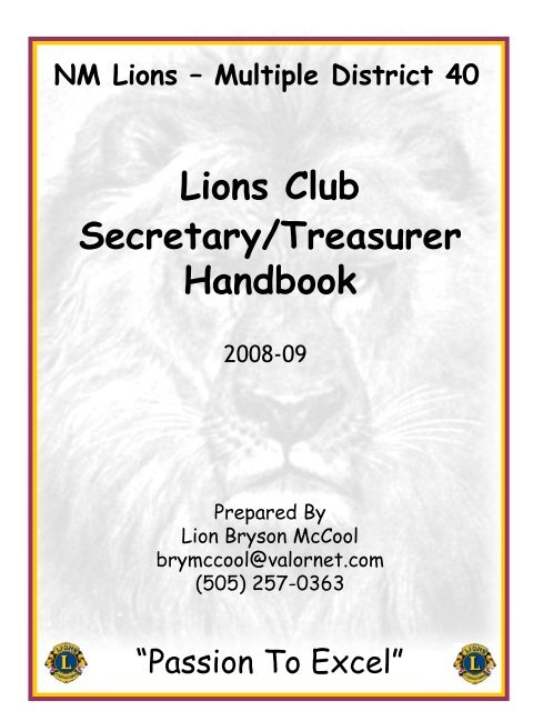 Lions Club Secretary Treasurer Handbook Nmlions Org