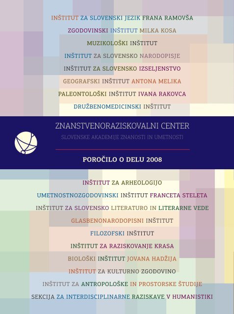 poročilo o delu 2008 - ZRC SAZU