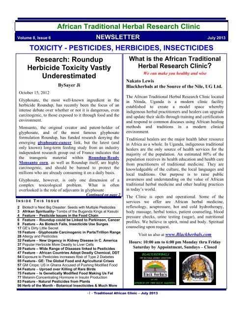 toxicity - pesticides, herbicides and insecticides - Blackherbals.com