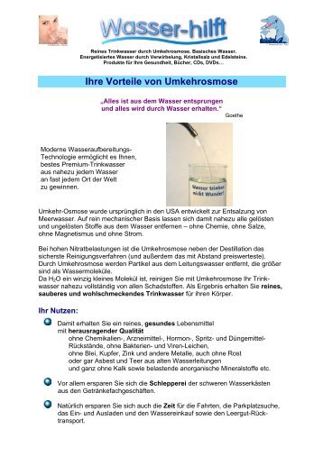 Ihre Vorteile von Umkehrosmose - Wasser-hilft.de