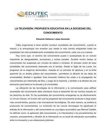 La TelevisiÃ³n: Propuesta educativa en la Sociedad del Conocimiento