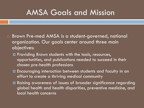 Brown Premed AMSA