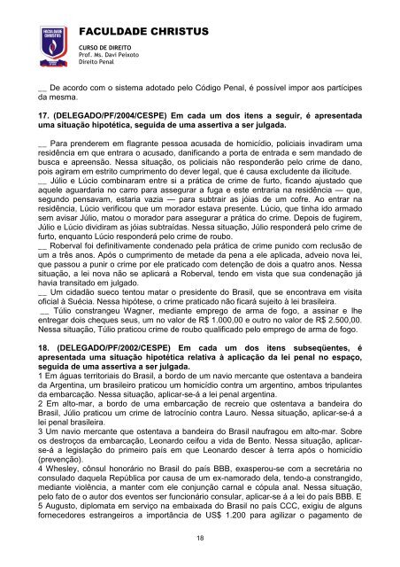 Direito Penal - 9 e 12 de abril - Professor Davi - Faculdade Christus