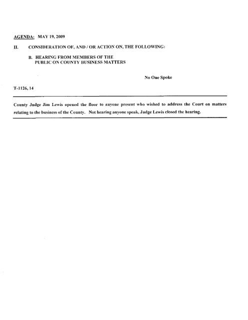 No One Spoke County Judge Jim Lewis