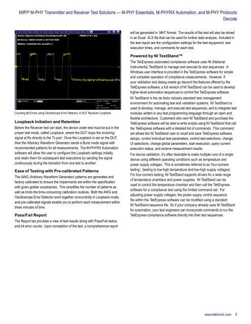 MIPI M-PHY Transmitter and Receiver Test Solutions - M ... - Tektronix