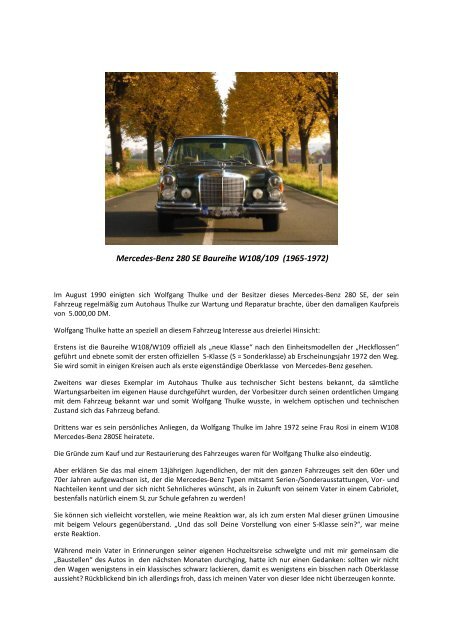 Steckbrief Mercedes Benz 280 SE.pdf - Oldtimer-Forum Salzgitter