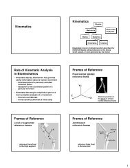 Kinematics Kinematics Role of Kinematic Analysis in Biomechanics ...