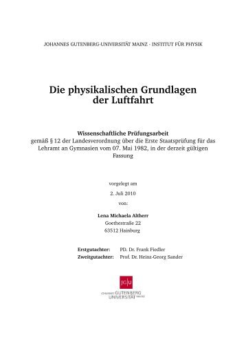 Die physikalischen Grundlagen der Luftfahrt - Zentrum für ...