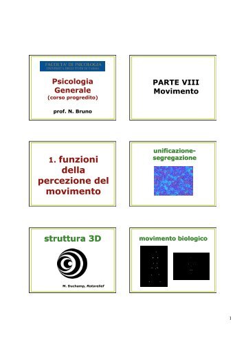 PARTE VIII Movimento 1. funzioni della percezione del ... - Psicologia