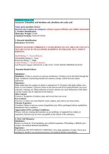 SODIUM OXALATE Synonyms: Ethandioic acid disodium salt ... - USP