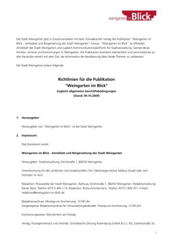 Richtlinien fÃƒÂ¼r die Publikation "Weingarten im Blick"