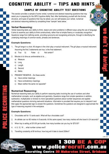 cognitive ability - Queensland Police Recruiting