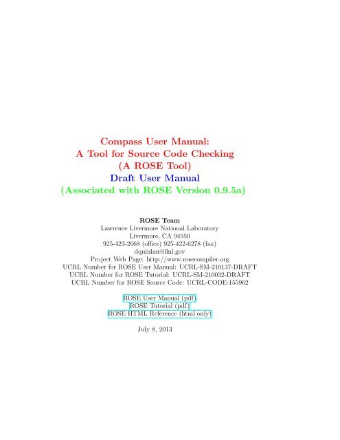 Compass User Manual - ROSE compiler infrastructure