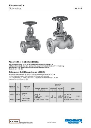 Absperrventile Globe valves Nr. 810 - Krombach