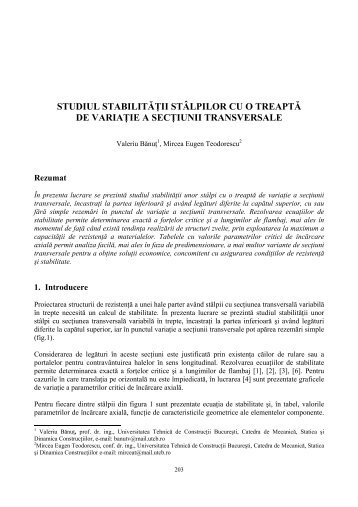 Studiul stabilitÄÅ£ii stÃ¢lpilor cu o treaptÄ de variaÅ£ie a secÅ£iunii ... - apcmr