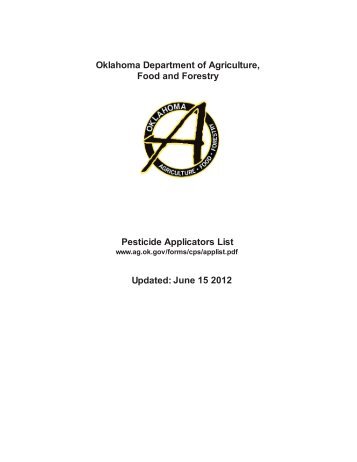 Oklahoma Department of Agriculture, Food and Forestry Pesticide ...