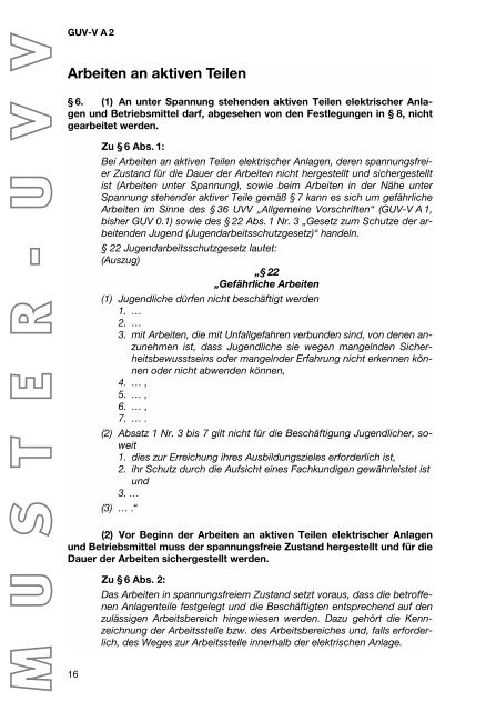 GUV-V A2 - UVV "Elektrische Anlagen und Betriebsmittel"