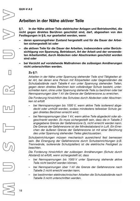 GUV-V A2 - UVV "Elektrische Anlagen und Betriebsmittel"