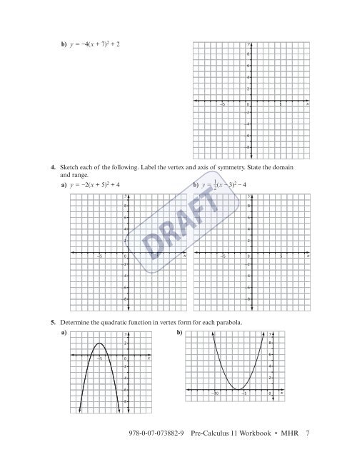 Pre-Calculus 11 Workbook - McGraw-Hill Ryerson