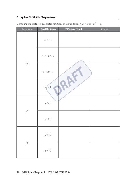 Pre-Calculus 11 Workbook - McGraw-Hill Ryerson