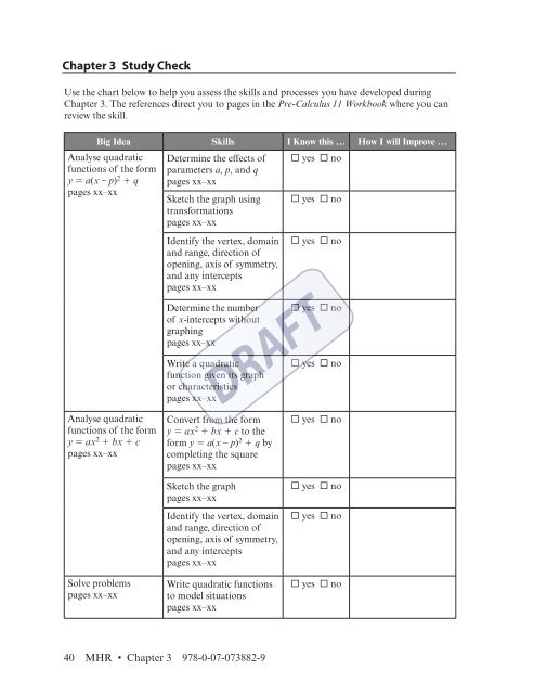 Pre-Calculus 11 Workbook - McGraw-Hill Ryerson