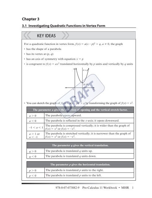 Pre-Calculus 11 Workbook - McGraw-Hill Ryerson