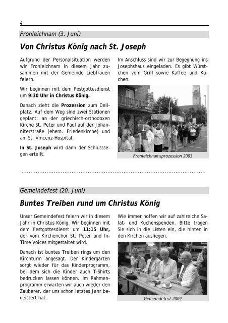 Gemeinde Christus König Nr. 39 In diesem Heft - Pfarrei Liebfrauen ...