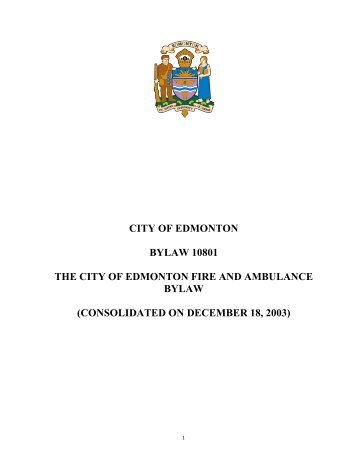 The City of Edmonton Fire and Ambulance Bylaw