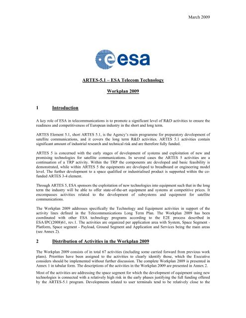 ARTES-5.1 â ESA Telecom Technology Workplan ... - Emits - ESA