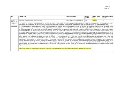 ARTES-5.1 â ESA Telecom Technology Workplan ... - Emits - ESA