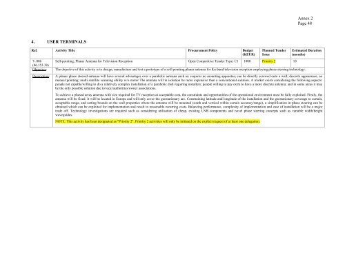 ARTES-5.1 â ESA Telecom Technology Workplan ... - Emits - ESA