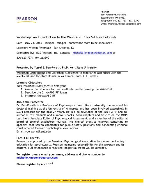 Pearson MMPI-2-RF Workshop.pdf - VA Psychology Leadership ...