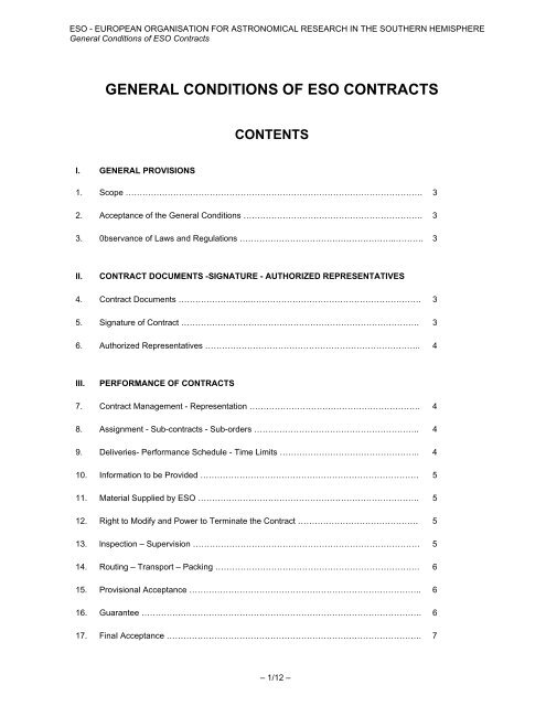 General Conditions of ESO Contracts