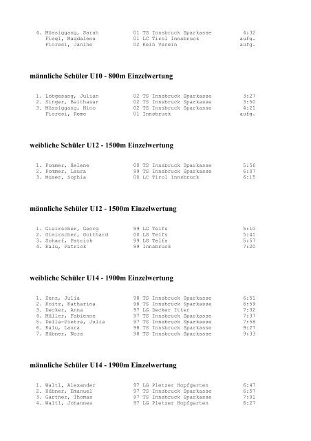 INTERNATIONALER INNSBRUCKER LAUFCUP 2010 LAUF 2 ...