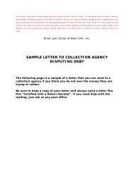 sample letter to collection agency disputing debt - Rural Law Center ...