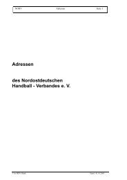 Adressen des Nordostdeutschen Handball - Verbandes e. V. - Nohv