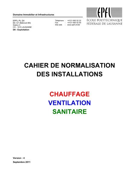 cahier de normalisation des installations chauffage ventilation
