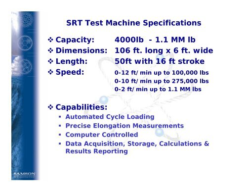 Testing of High Strength Synthetic Ropes - Samson Rope