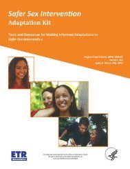 Safer Sex Intervention Adaptation Kit - ETR Associates