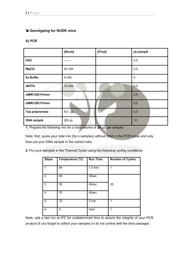 Genotyping for NUDE mice