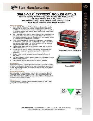 grill-maxÂ® expressâ¢ roller grills - Star Manufacturing International