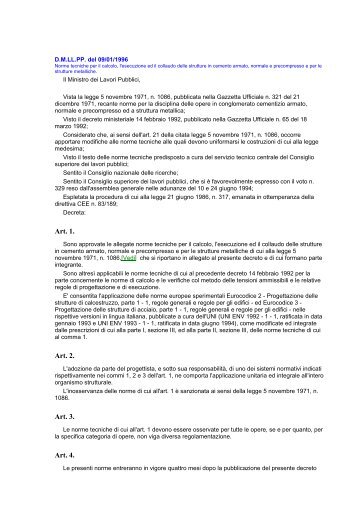 DM LL.PP. del 09/01/1996 - Dipartimento di Analisi e Progettazione ...