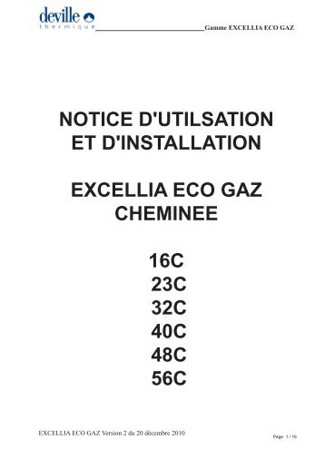 notice d'utilsation et d'installation excellia eco gaz cheminee ... - SBPP