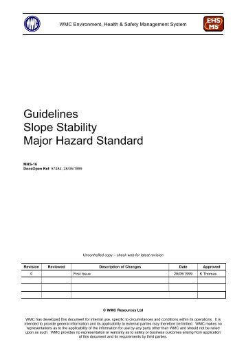 Guidelines Slope Stability Major Hazard Standard - MIRMgate