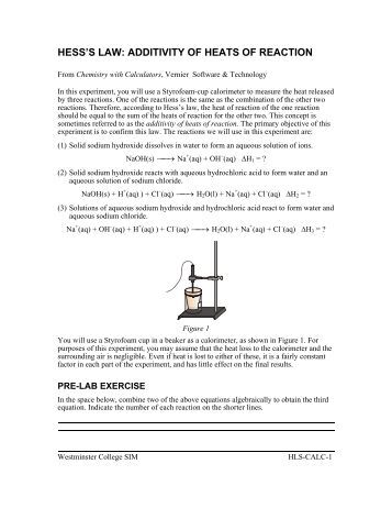 hess s law lab Hess's law example , from solid carbon as a graphite-- that's right there-- and hess's law and all hess's law says is that if a reaction is the sum of two. hess s law lab Hess's law example , from solid carbon as a graphite-- that's right there-- and hess's law and all hess's law says is that if a reaction is the sum of two.