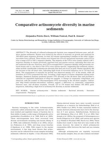 Comparative actinomycete diversity in marine sediments