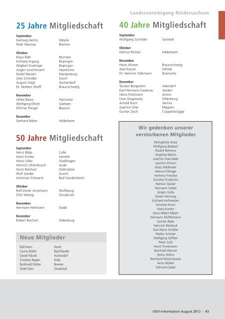 Mitgliederversammlung 2012 - VSVI Niedersachsen