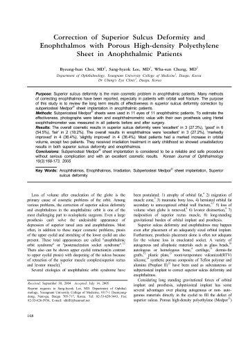 Correction of Superior Sulcus Deformity and Enophthalmos with ...