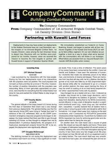 Partnering with Kuwaiti Land Forces - Company Command - U.S. Army