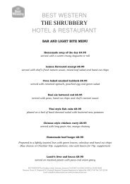 Download Bar Snack Menu - Best Western Shrubbery Hotel